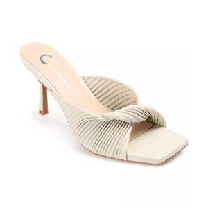 NWB Journee Collection Greer Square Toe Dress Sandals Off White Size 8